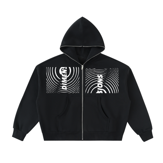 Fleeced Full-Zip Boxy Hoodie