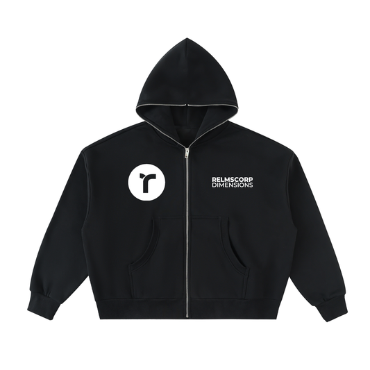Fleeced Full-Zip Boxy Hoodie